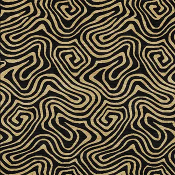 9' X 12' Black And Beige Abstract Washable Indoor Outdoor Area Rug