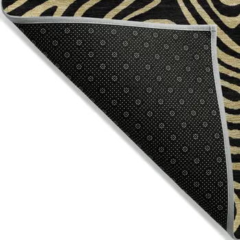 10' X 14' Black And Beige Abstract Washable Indoor Outdoor Area Rug