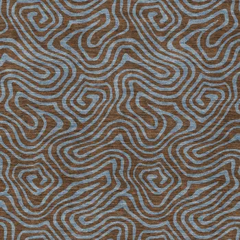 10' X 14' Brown And Light Blue Abstract Washable Indoor Outdoor Area Rug
