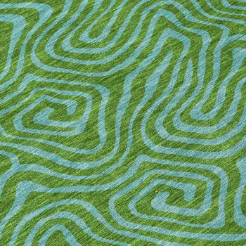 8' X 10' Green And Blue Abstract Washable Indoor Outdoor Area Rug
