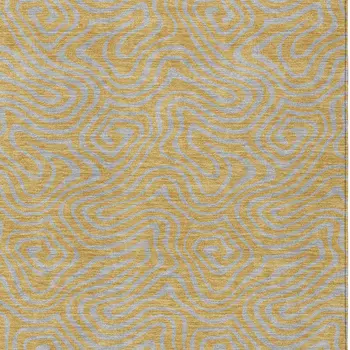 3' X 5' Gold And Gray Abstract Washable Indoor Outdoor Area Rug