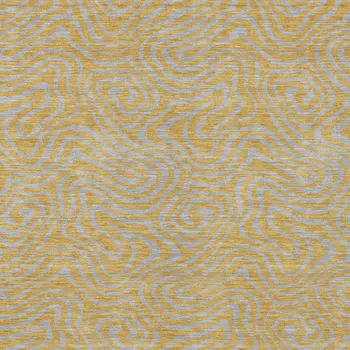 5' X 8' Gold And Gray Abstract Washable Indoor Outdoor Area Rug