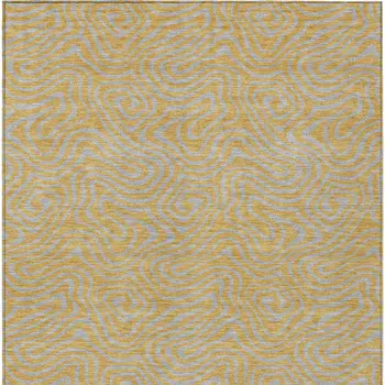 9' X 12' Gold And Gray Abstract Washable Indoor Outdoor Area Rug