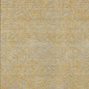 9' X 12' Gold And Gray Abstract Washable Indoor Outdoor Area Rug