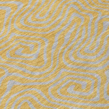 9' X 12' Gold And Gray Abstract Washable Indoor Outdoor Area Rug