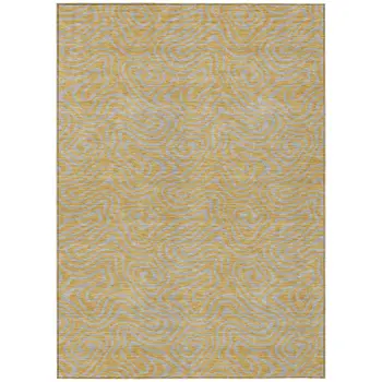 10' X 14' Gold And Gray Abstract Washable Indoor Outdoor Area Rug