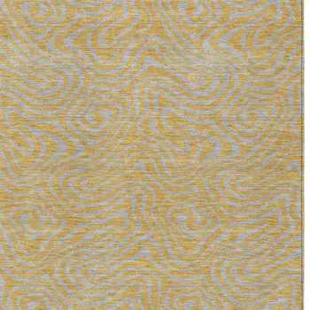 10' X 14' Gold And Gray Abstract Washable Indoor Outdoor Area Rug