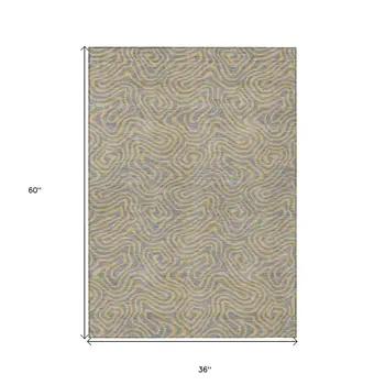3' X 5' Gray And Beige Abstract Washable Indoor Outdoor Area Rug