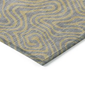 3' X 5' Gray And Beige Abstract Washable Indoor Outdoor Area Rug
