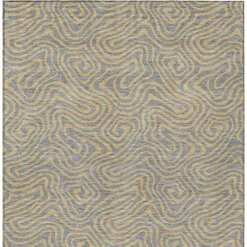 5' X 8' Gray And Beige Abstract Washable Indoor Outdoor Area Rug
