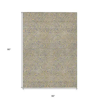 5' X 8' Gray And Beige Abstract Washable Indoor Outdoor Area Rug