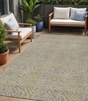 5' X 8' Gray And Beige Abstract Washable Indoor Outdoor Area Rug