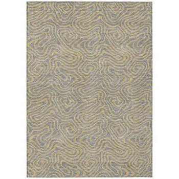 5' X 8' Gray And Beige Abstract Washable Indoor Outdoor Area Rug