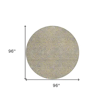 8' Gray And Beige Round Abstract Washable Indoor Outdoor Area Rug