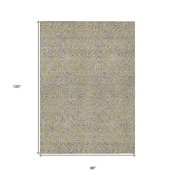 8' X 10' Gray And Beige Abstract Washable Indoor Outdoor Area Rug