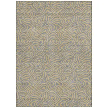 9' X 12' Gray And Beige Abstract Washable Indoor Outdoor Area Rug