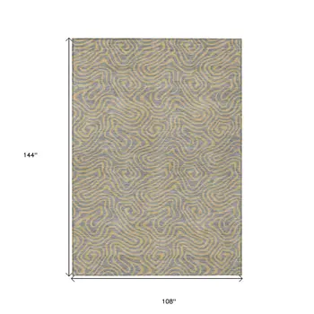 9' X 12' Gray And Beige Abstract Washable Indoor Outdoor Area Rug