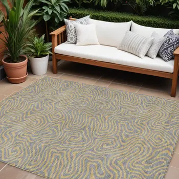 10' X 14' Gray And Beige Abstract Washable Indoor Outdoor Area Rug