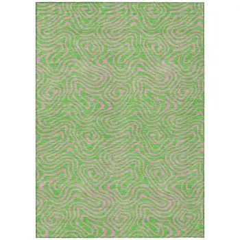 3' X 5' Lime Green And Pink Abstract Washable Indoor Outdoor Area Rug