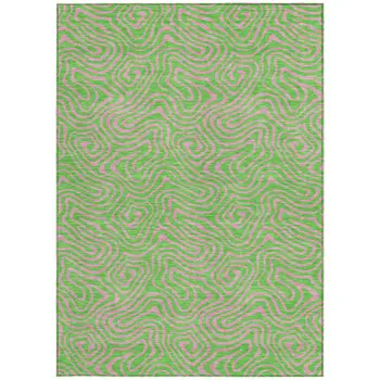 3' X 5' Lime Green And Pink Abstract Washable Indoor Outdoor Area Rug