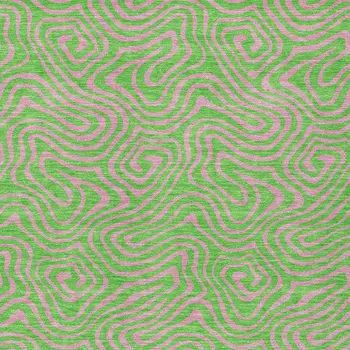 5' X 8' Lime Green And Pink Abstract Washable Indoor Outdoor Area Rug