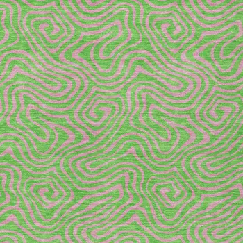 8' X 10' Lime Green And Pink Abstract Washable Indoor Outdoor Area Rug