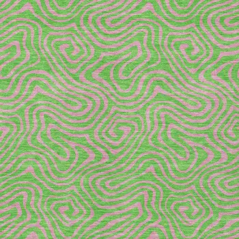 9' X 12' Lime Green And Pink Abstract Washable Indoor Outdoor Area Rug