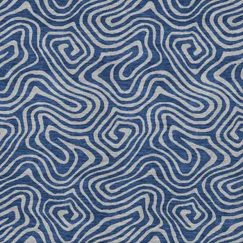 5' X 8' Navy Blue And Gray Abstract Washable Indoor Outdoor Area Rug