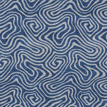 10' X 14' Navy Blue And Gray Abstract Washable Indoor Outdoor Area Rug
