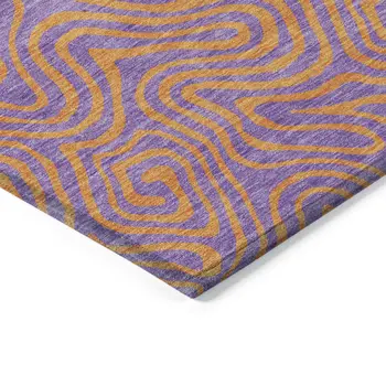 3' X 5' Purple And Copper Abstract Washable Indoor Outdoor Area Rug