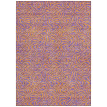 5' X 8' Purple And Copper Abstract Washable Indoor Outdoor Area Rug