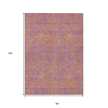 8' X 10' Purple And Copper Abstract Washable Indoor Outdoor Area Rug