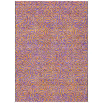 9' X 12' Purple And Copper Abstract Washable Indoor Outdoor Area Rug