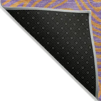 9' X 12' Purple And Copper Abstract Washable Indoor Outdoor Area Rug