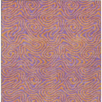 9' X 12' Purple And Copper Abstract Washable Indoor Outdoor Area Rug