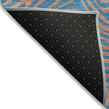 8' X 10' Teal Blue And Pink Abstract Washable Indoor Outdoor Area Rug