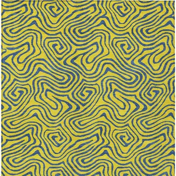 10' X 14' Yellow And Blue Abstract Washable Indoor Outdoor Area Rug