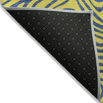 10' X 14' Yellow And Blue Abstract Washable Indoor Outdoor Area Rug