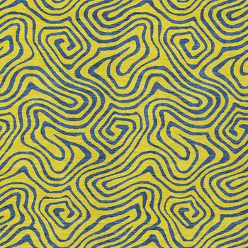 10' X 14' Yellow And Blue Abstract Washable Indoor Outdoor Area Rug