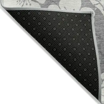 3' X 5' Gray And Ivory Floral Washable Indoor Outdoor Area Rug