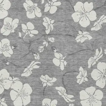 3' X 5' Gray And Ivory Floral Washable Indoor Outdoor Area Rug