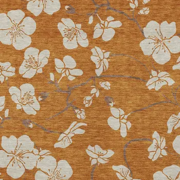 3' X 5' Copper Beige And Brown Floral Washable Indoor Outdoor Area Rug