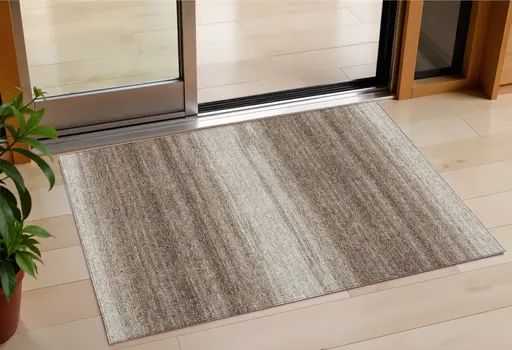 3' X 5' Brown And Beige Abstract Washable Indoor Outdoor Area Rug