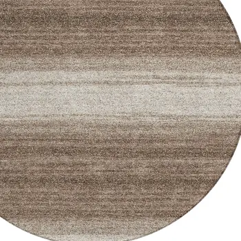 8' Brown And Beige Round Abstract Washable Indoor Outdoor Area Rug