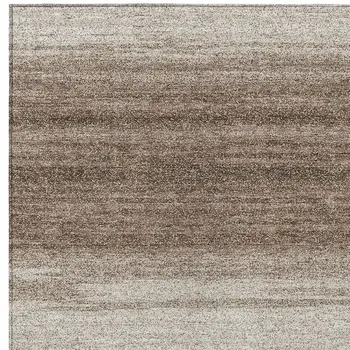 9' X 12' Brown And Beige Abstract Washable Indoor Outdoor Area Rug