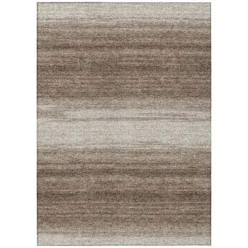 10' X 14' Brown And Beige Abstract Washable Indoor Outdoor Area Rug