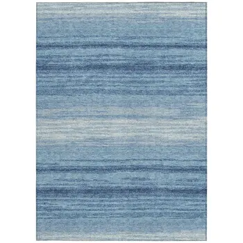 3' X 5' Blue And Ivory Abstract Washable Indoor Outdoor Area Rug