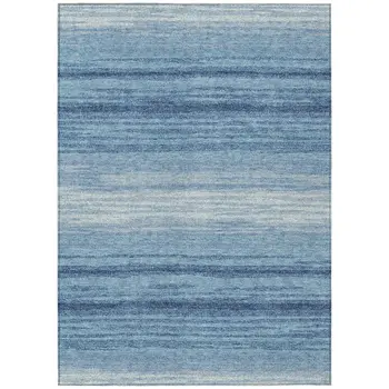 3' X 5' Blue And Ivory Abstract Washable Indoor Outdoor Area Rug