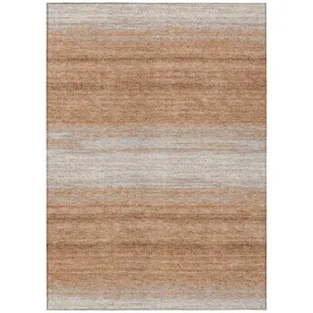3' X 5' Copper And Beige Abstract Washable Indoor Outdoor Area Rug
