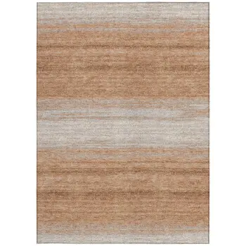 5' X 8' Copper And Beige Abstract Washable Indoor Outdoor Area Rug